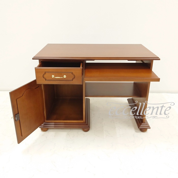 希少★イタリア製　NOVAPLAK 西欧アンティークデスク　机 ノバパルク イタリア製 PCデスク 茶 PC Desk Walnut Finish｜TV-2220NO | イタリア