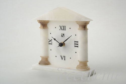 イタリア製 置時計 Roman 文字盤L アラバスター／ホワイトブラウン Table Clock Roman alphabet dials L Alabaster / White brown｜SS-11654
