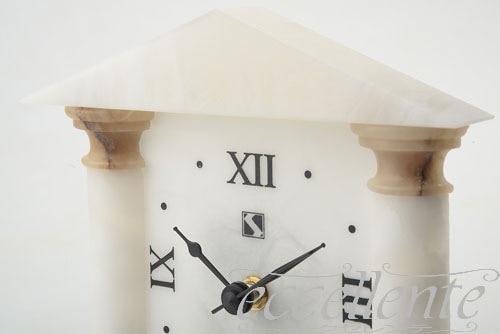 イタリア製 置時計 Roman 文字盤L アラバスター／ホワイトブラウン Table Clock Roman alphabet dials L Alabaster / White brown｜SS-11654
