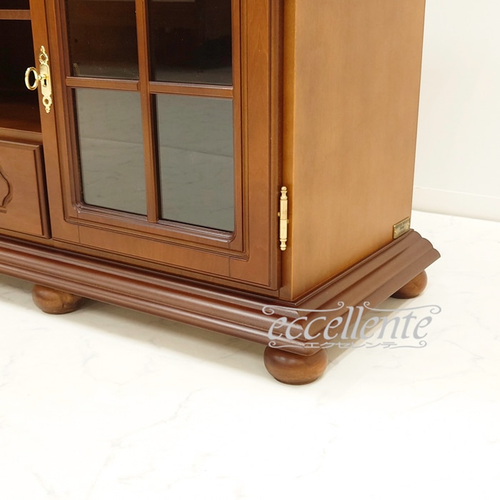 TV-2223NO イタリア製テレビボード 2グラスドア 茶 TV Board with 2