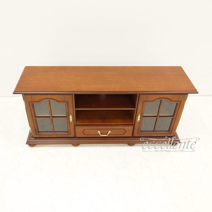 TV-2223NO テレビボード 2グラスドア 茶 TV Board with 2 glass doors