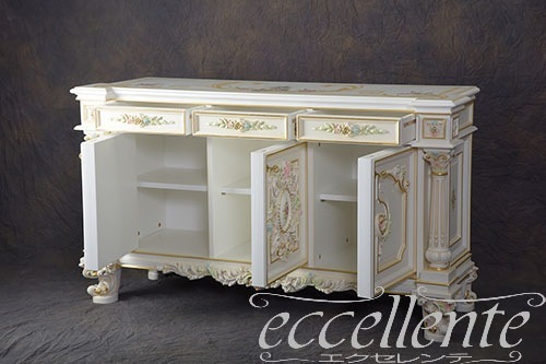 【シリック/Silik】SI-9920/3B イタリア製 3ドアサイドボード Giove アイボリー/ハンドペインティング