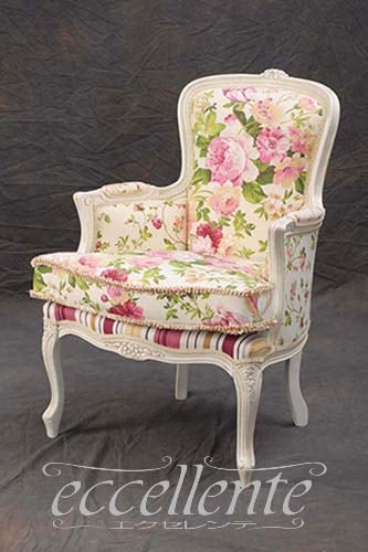 GP-337WAF4 イタリア製 アームチェア パレス アンティークホワイト仕上げ/クッション付