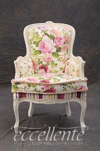 GP-337WAF4 イタリア製 アームチェア パレス アンティークホワイト仕上げ/クッション付