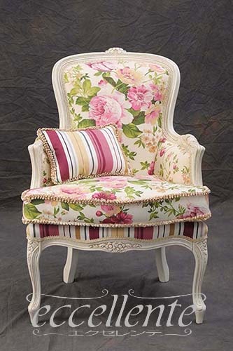 GP-337WAF4 イタリア製 アームチェア パレス アンティークホワイト仕上げ/クッション付