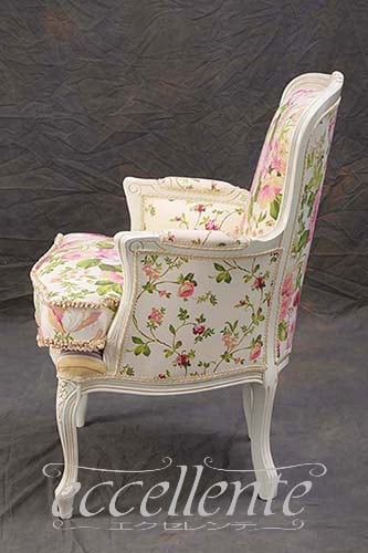 GP-337WAF4 イタリア製 アームチェア パレス アンティークホワイト仕上げ/クッション付