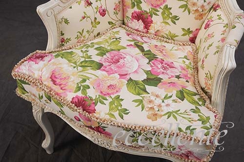 GP-337WAF4 イタリア製 アームチェア パレス アンティークホワイト仕上げ/クッション付