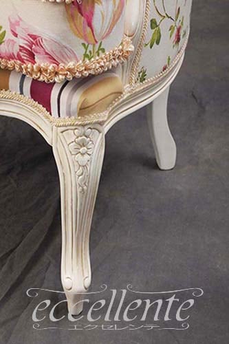 GP-337WAF4 イタリア製 アームチェア パレス アンティークホワイト仕上げ/クッション付