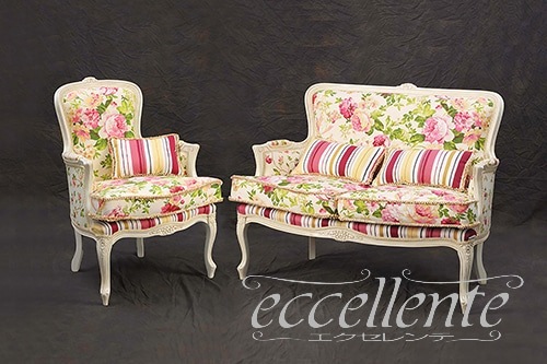 GP-337WAF4 イタリア製 アームチェア パレス アンティークホワイト仕上げ/クッション付