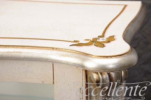イタリア製 2ドアグラスキャビネット パッシオーニ アンティークホワイト+シルバーリーフ｜2 door glass cabinet Passioni/Antique white with silver leaf｜TV-ST5459AW