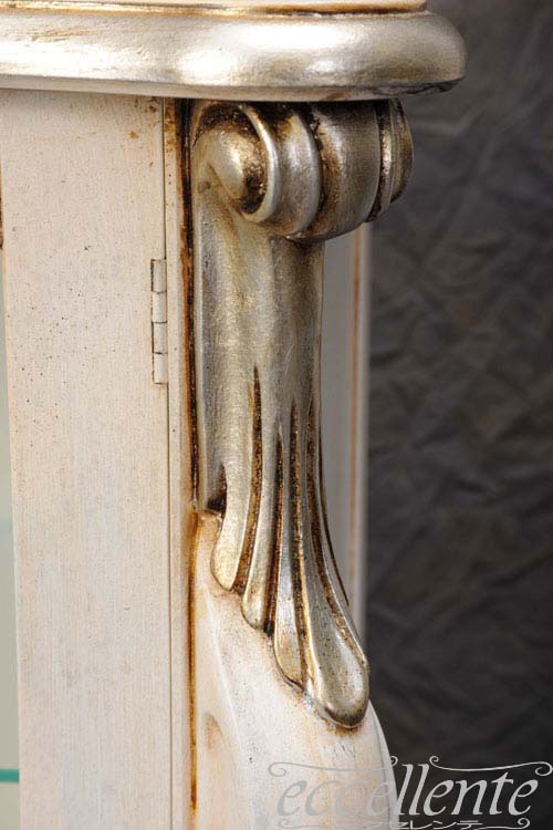 イタリア製 2ドアグラスキャビネット パッシオーニ アンティークホワイト+シルバーリーフ｜2 door glass cabinet Passioni/Antique white with silver leaf｜TV-ST5459AW