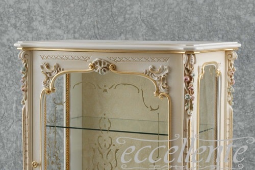 シリック/Silik】 イタリア製 1ドアグラスキャビネット アイボリー