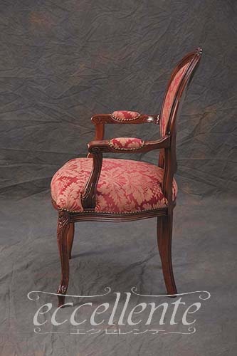 イタリア製 アームチェア ブリアンゾーロオーバル ウォールナット仕上げ／レッド｜GP-69R