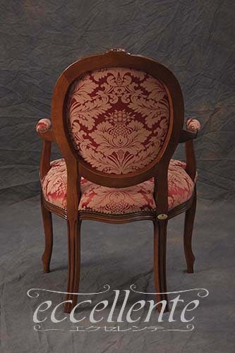 イタリア製 アームチェア ブリアンゾーロオーバル ウォールナット仕上げ／レッド｜GP-69R