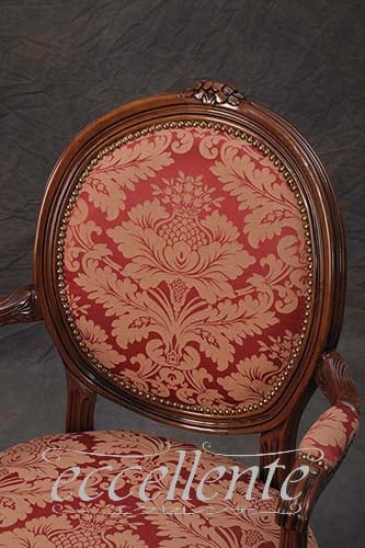 イタリア製 アームチェア ブリアンゾーロオーバル ウォールナット仕上げ／レッド｜GP-69R