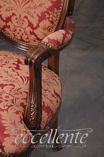 イタリア製 アームチェア ブリアンゾーロオーバル ウォールナット仕上げ／レッド｜GP-69R