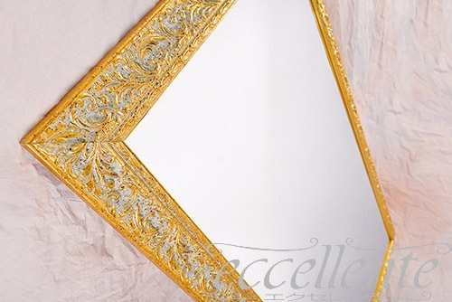 イタリア製 ミラー ゴールド 縦長 大｜Framed Mirror - Tall Large Gold｜0702M202G