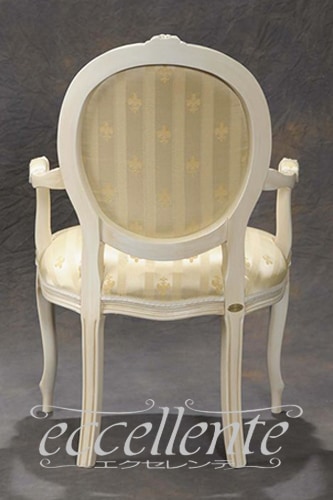 イタリア製 アームチェア ブリアンゾーロオーバル アンティークホワイト仕上げ／ベージュ｜GP-69WAB