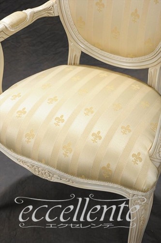 イタリア製 アームチェア ブリアンゾーロオーバル アンティークホワイト仕上げ／ベージュ｜GP-69WAB