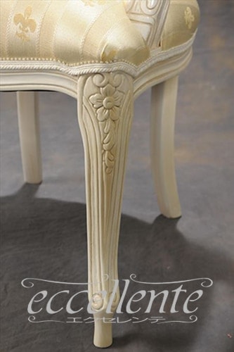 イタリア製 アームチェア ブリアンゾーロオーバル アンティークホワイト仕上げ／ベージュ｜GP-69WAB