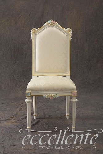 【シリック/Silik】 イタリア製 ダイニングチェア アイボリー/ハンドペインティング|SI-9937