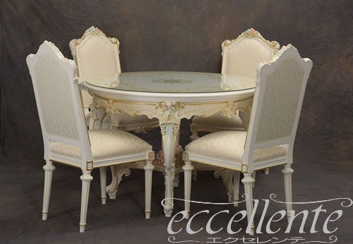 【シリック/Silik】 イタリア製 ダイニングチェア アイボリー/ハンドペインティング|SI-9937