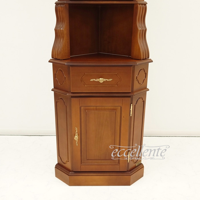 イタリア輸入品　木製コーナー　キャビネット　コーナーチェア TV-5098NO コーナーキャビネット 茶 Corner Cabinet Walnut color