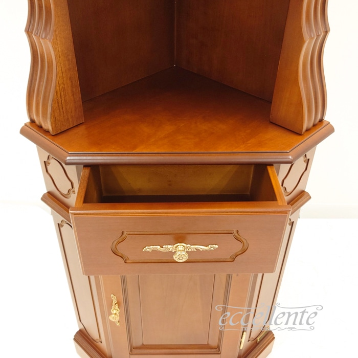 イタリア輸入品　木製コーナー　キャビネット　コーナーチェア TV-5098NO コーナーキャビネット 茶 Corner Cabinet Walnut color