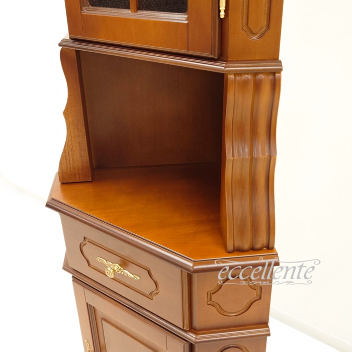 イタリア製 コーナーキャビネット 茶 Corner Cabinet Walnut Finish