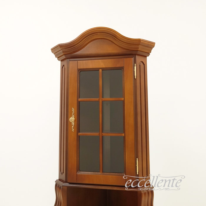 イタリア製 コーナーキャビネット 茶 Corner Cabinet Walnut Finish