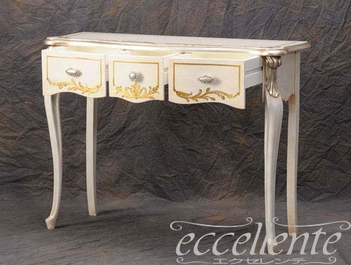 イタリア製 コンソール パッシオーニ 3引出付/アンティークホワイト+シルバーリーフ｜Console with 3 drawers Passioni/Antique white with silver leaf｜TV-ST5463AW