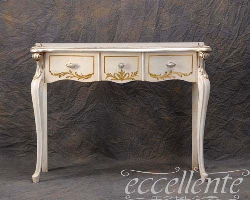 イタリア製 コンソール パッシオーニ 3引出付/アンティークホワイト+シルバーリーフ｜Console with 3 drawers Passioni/Antique white with silver leaf｜TV-ST5463AW