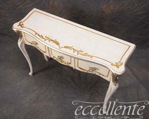イタリア製 コンソール パッシオーニ 3引出付/アンティークホワイト+シルバーリーフ｜Console with 3 drawers Passioni/Antique white with silver leaf｜TV-ST5463AW
