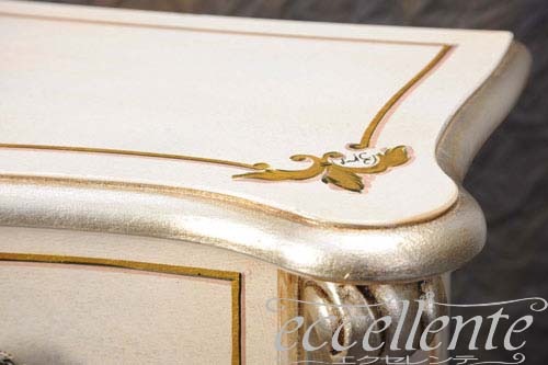 イタリア製 コンソール パッシオーニ 3引出付/アンティークホワイト+シルバーリーフ｜Console with 3 drawers Passioni/Antique white with silver leaf｜TV-ST5463AW