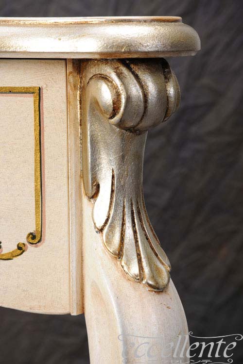 イタリア製 コンソール パッシオーニ 3引出付/アンティークホワイト+シルバーリーフ｜Console with 3 drawers Passioni/Antique white with silver leaf｜TV-ST5463AW