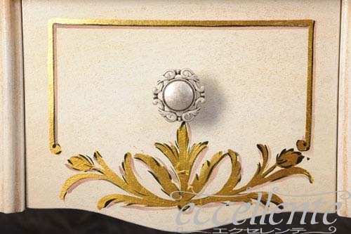 イタリア製 コンソール パッシオーニ 3引出付/アンティークホワイト+シルバーリーフ｜Console with 3 drawers Passioni/Antique white with silver leaf｜TV-ST5463AW