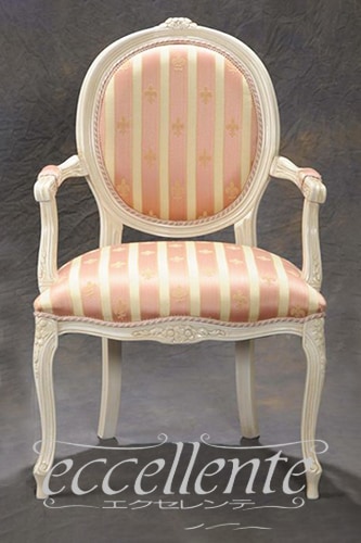 イタリア製 アームチェア ブリアンゾーロオーバル アンティークホワイト仕上げ／ピンク｜GP-69WAP