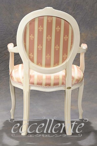 イタリア製 アームチェア ブリアンゾーロオーバル アンティークホワイト仕上げ／ピンク｜GP-69WAP