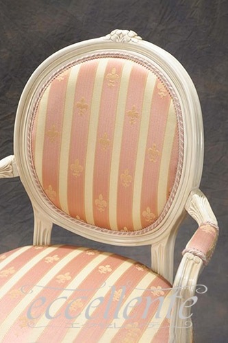 イタリア製 アームチェア ブリアンゾーロオーバル アンティークホワイト仕上げ／ピンク｜GP-69WAP