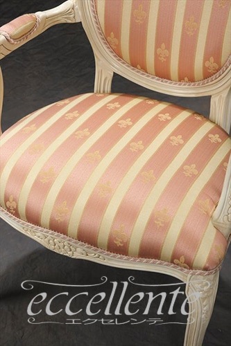 イタリア製 アームチェア ブリアンゾーロオーバル アンティークホワイト仕上げ／ピンク｜GP-69WAP