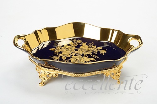 イタリア製 脚付トレイ(2ハンドル) Blue Gold｜Tray with legs(2 handles) Blue Gold｜CB-924BL
