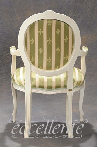 イタリア製 アームチェア ブリアンゾーロオーバル アンティークホワイト仕上げ／グリーン｜GP-69WAG