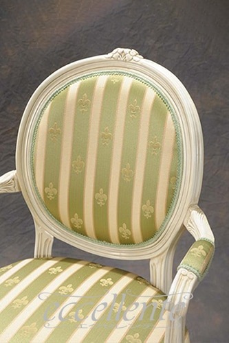 イタリア製 アームチェア ブリアンゾーロオーバル アンティークホワイト仕上げ／グリーン｜GP-69WAG