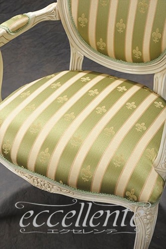 イタリア製 アームチェア ブリアンゾーロオーバル アンティークホワイト仕上げ／グリーン｜GP-69WAG