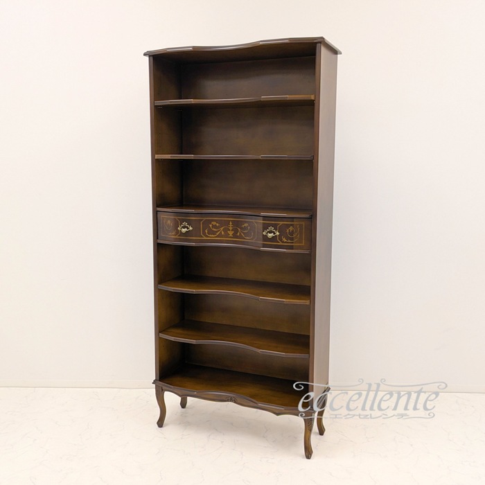イタリア製 ブックシェルフ 茶 Stile Borbonese｜Bookshelf - Stile Borbonese, Walnut Finish｜TV-BR581NO