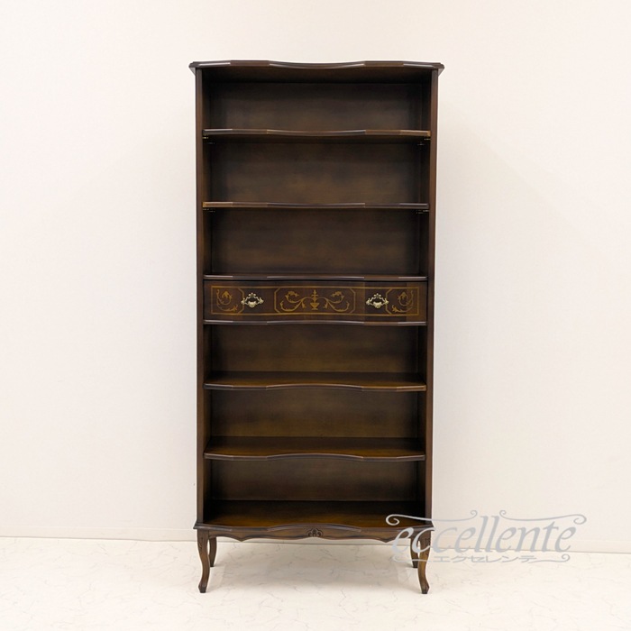 イタリア製 ブックシェルフ 茶 Stile Borbonese｜Bookshelf - Stile Borbonese, Walnut Finish｜TV-BR581NO