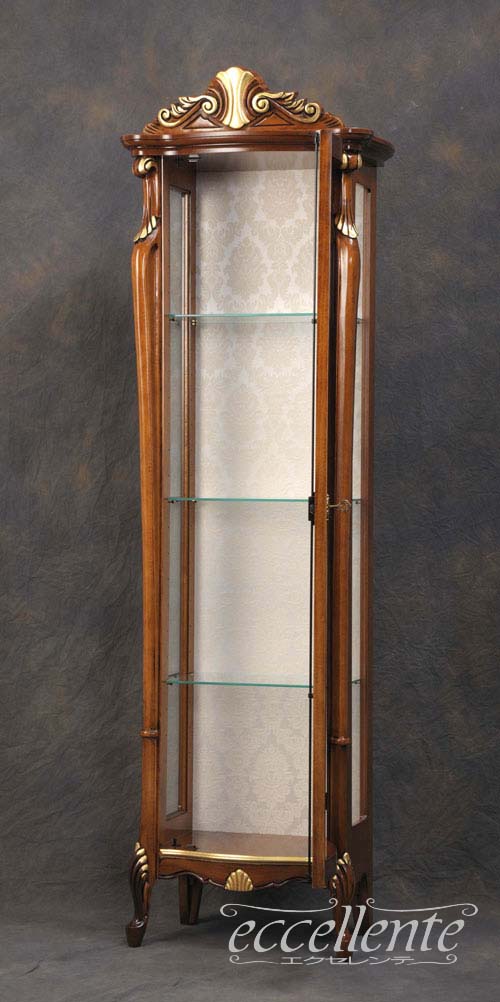 イタリア製 1ドアキューリオ パッシオーニ High／ウォールナット＋ゴールドリーフ｜1 door curio Passioni High/Walnut Finish with gold leaf｜TV-ST5452NOH