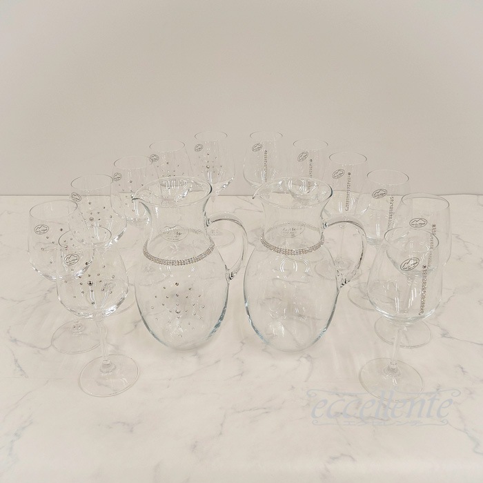 イタリア製 カラフェ・ワイングラス6個セット・MU マルチ｜FA-100195MU