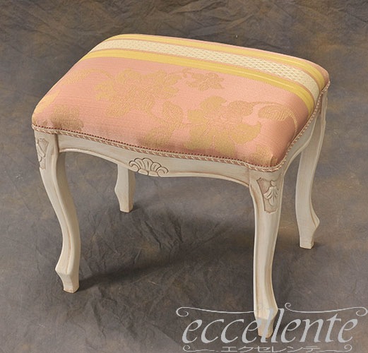 GP-58WAF3P イタリア製 スツール　アンティークホワイト仕上げ／Rialto ピンク<br>Stool Antique white/Rialto Pink
