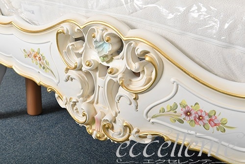 【シリック/Silik】SI-0701 イタリア製 シングルベッド Calipso アイボリー/ハンドペインティング